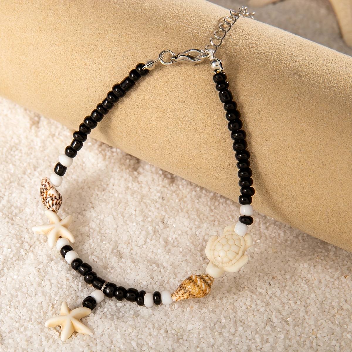 Bohemian Ocean Style Resin Starfish and Turtle Anklet